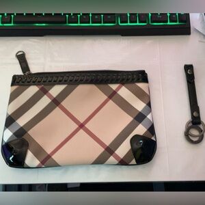 Burberry Checkered Clutch with Black Trim